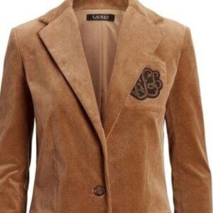 RALPH LAUREN LAUREN BULLION PLUS SIZE CAMEL WOMEN'S CORDOROY BLAZER   NWT